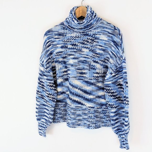 STAUD   Benny Intarsia-knit Turtleneck Sweater In Blue - Picture 4 of 12